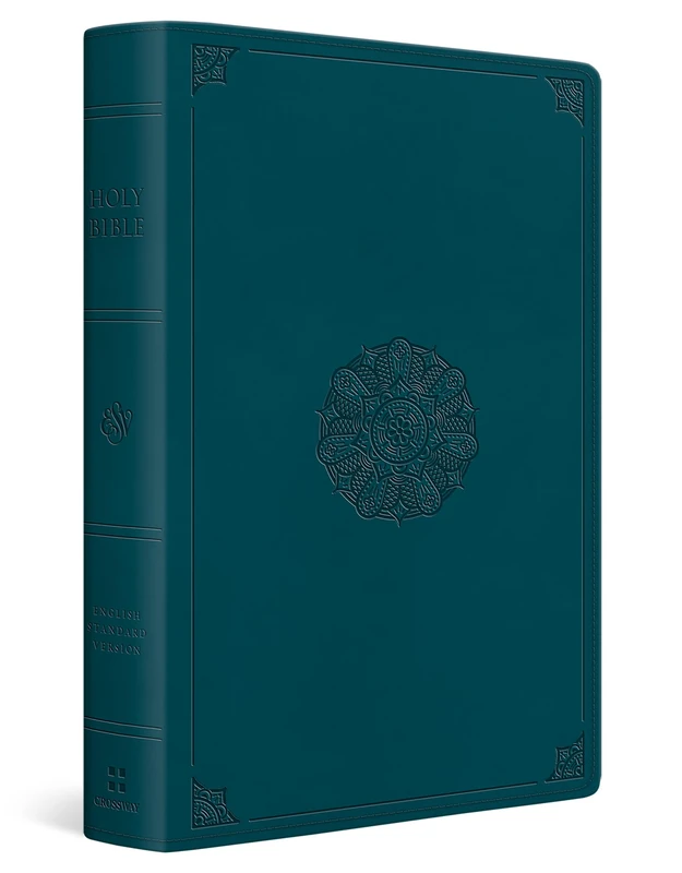 ESV Giant Print Personal Size Bible, Red Letter (TruTone, Deep Teal, Emblem Design)