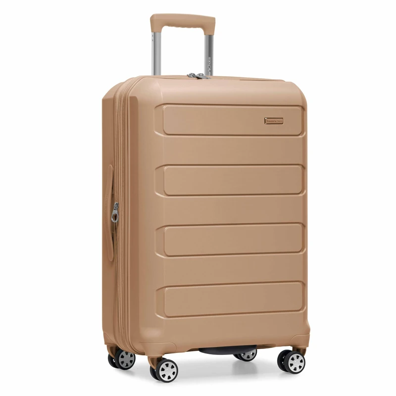 Traveler's Choice Pagosa Indestructible Hardshell Expandable Spinner Luggage, Latte Beige, 22-Inch Carry-on, Pagosa Indestructible Hardshell Expandable Spinner Luggage