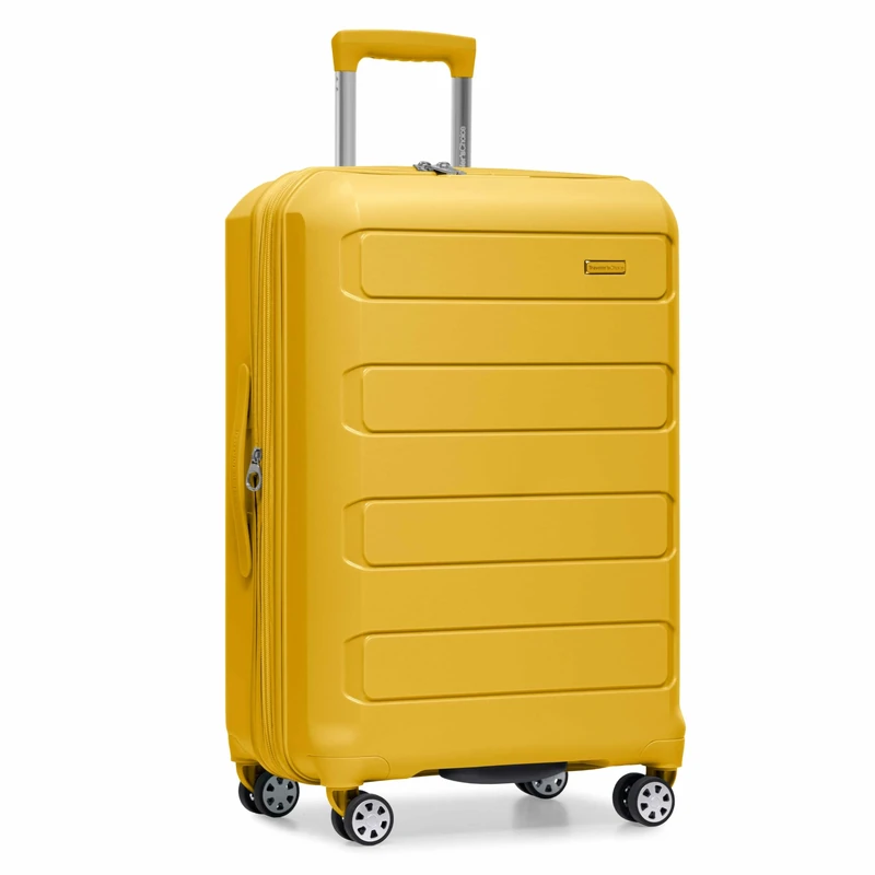 Traveler's Choice Pagosa Indestructible Hardshell Expandable Spinner Luggage, Yellow, 22-Inch Carry-on, Pagosa Indestructible Hardshell Expandable Spinner Luggage