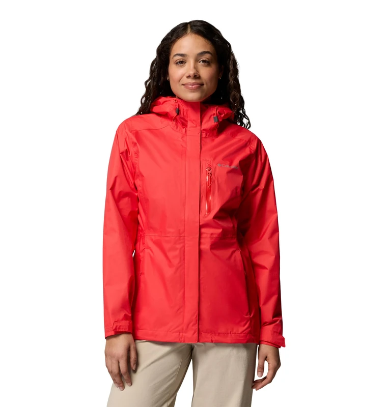 Columbia Women's Pouring Adventure 3 Jacket, Waterproof Rain Jacket, Poppy Red, X-Small