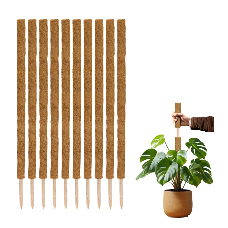 La Cordeline Set of 10 Climbing Plant Stakes 120 cm, Natural Coconut Support, Extension Support for Monstera, Garden, House Plants - Image 1