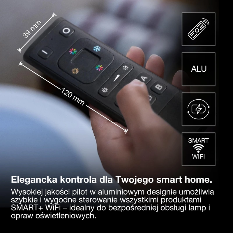 OSRAM SMART+ WiFi Remote, USB-C Rechargeable in Black, IP20 Protection, for Intelligent Control and Automation of smart Home Systems