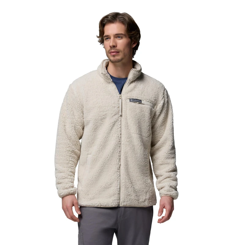 Columbia Men's Rugged Ridge High Pile Full Zip, Full Zip Fleece Jacket, Dark Stone, Small