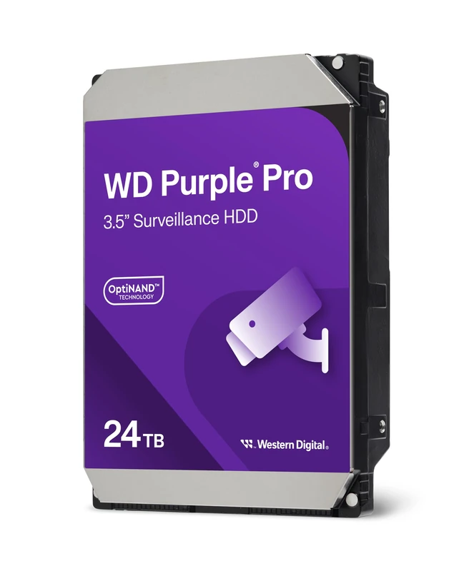 WD Purple Pro 24TB Smart Video 3.5" Internal Hard Drive, AllFrame AI Technology, 7200 RPM, SATA 6 GB/s, 550TB/yr, 512MB Cache