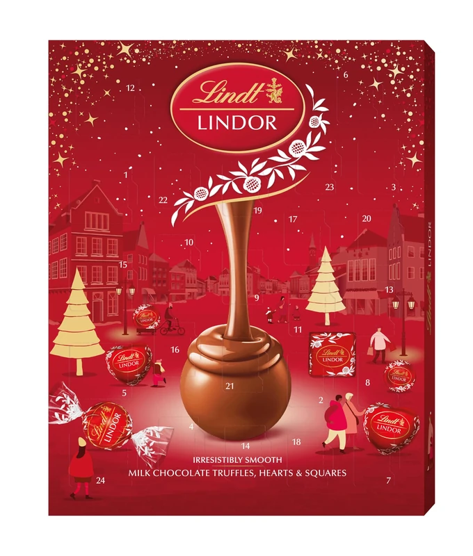 Lindt Lindor Milk Chocolate Advent Calendar 2025 – 235g – 24 Milk Chocolate Truffles with a Smooth Melting Filling – Magical Christmas Countdown Gift