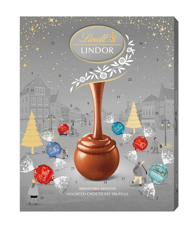 Lindt Lindor Assorted Silver Advent Calendar 2025 – 233g – 24 Premium Chocolate Truffles – Elegant Christmas Countdown Gift for Him & Her