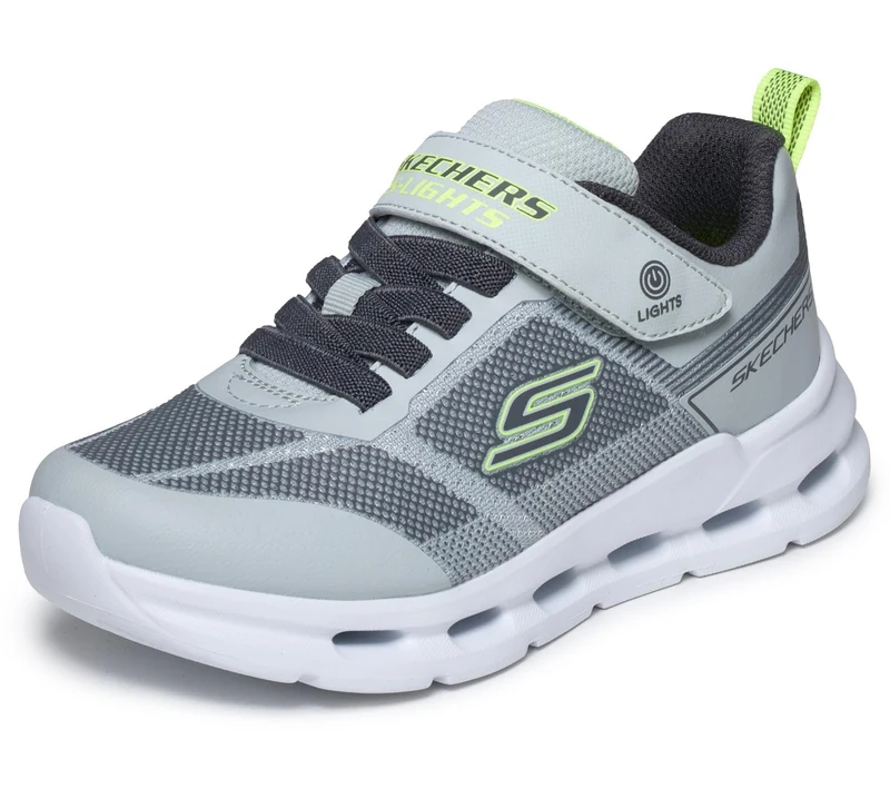 Skechers Boy's Glide-Step Lights Sneakers, Grey Lime, 12.5 UK Child
