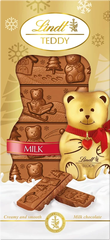 Lindt Teddy Milk Chocolate Bar – 120g – 2025 Christmas, Gift for Him & Her, Adults & Kids – Perfect Stocking Filler or Festive Treat