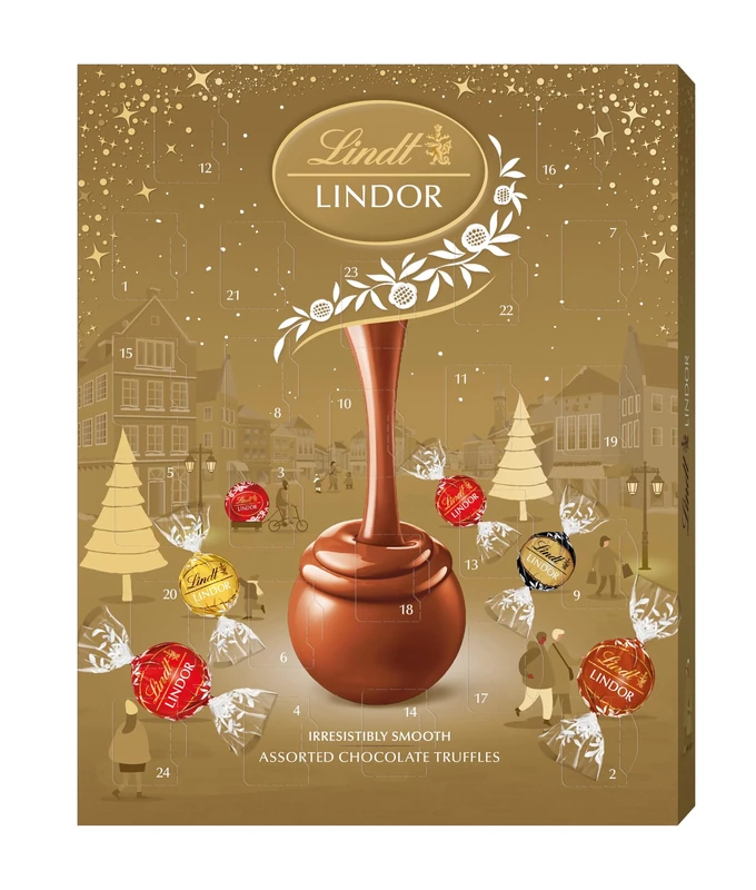 Lindt Lindor Assorted Gold Advent Calendar 2025 – 233g – 24 Finest Chocolate Truffles – Luxury Christmas Countdown Gift for Adults & Kids