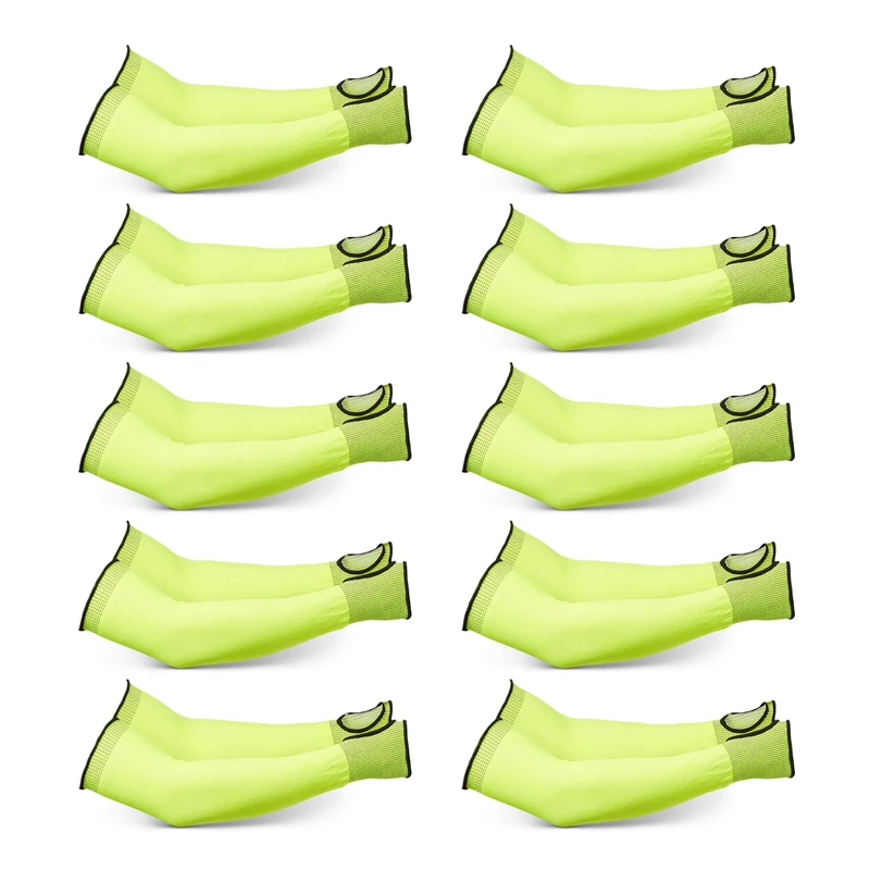 Amazon Basics Arm Protection Sleeves, Cut Resistant Forearm Protector with Thumbhole, 18in (45.7cm) Long, Yellow, 10 Pair