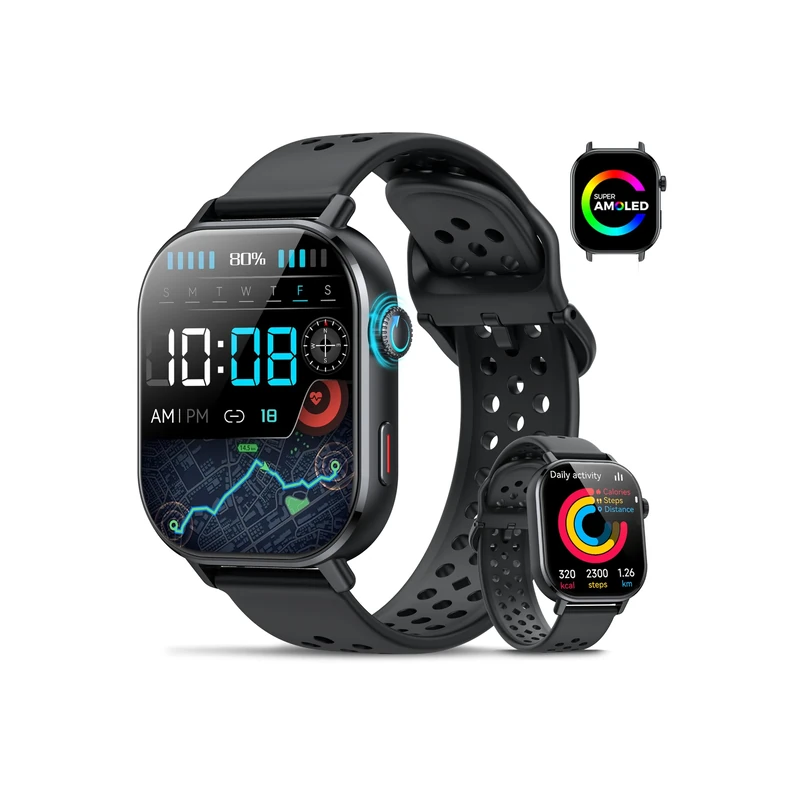 Smart Watch with GPS, 2.06" AMOLED Screen Smart Watches for Men Women (Answer/Make Calls), 178+ Sports Fitness Watch with Heart Rate/Sleep Monitor/SpO2, 5ATM Waterproof Smartwatch for Android iOS