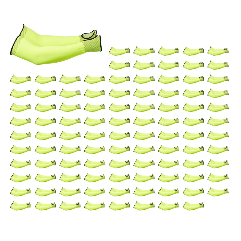 Amazon Basics, Arm Protection Sleeves, Cut Resistant, 18in (45.7cm) long, w/Thumbhole, Yellow, 100 Pair
