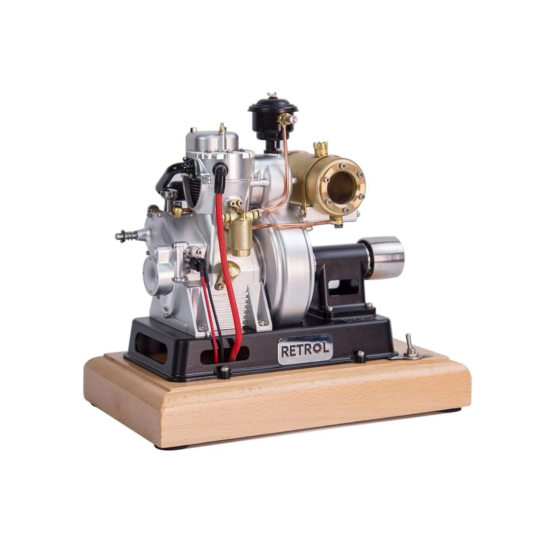 Brickaro Engine Model that Works,185-Type Micro Single-Cylinder 4-Stroke Engine Model for Classic Vintage Tractor, Craft Collection Model, Science Education Kit Gift for Adults (Pulley Version)