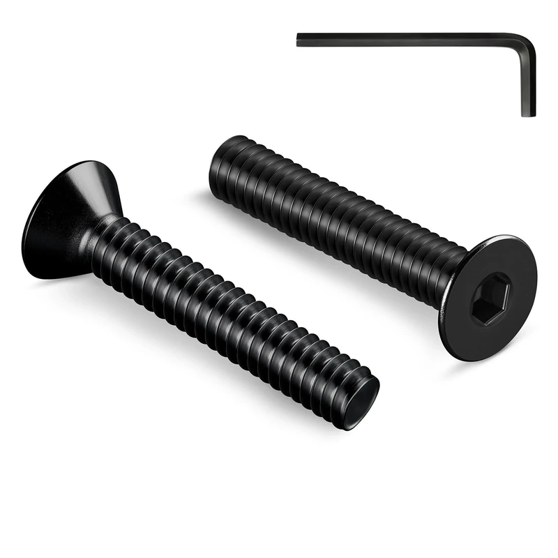 Wavanta 10pcs M5 x 50mm Black Countersunk Hex Bolt Set - 304 Steel