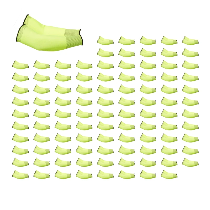Amazon Basics, Arm Protection Sleeves, Cut Resistant, 14in (35.6cm) long, Yellow, 100 Pair