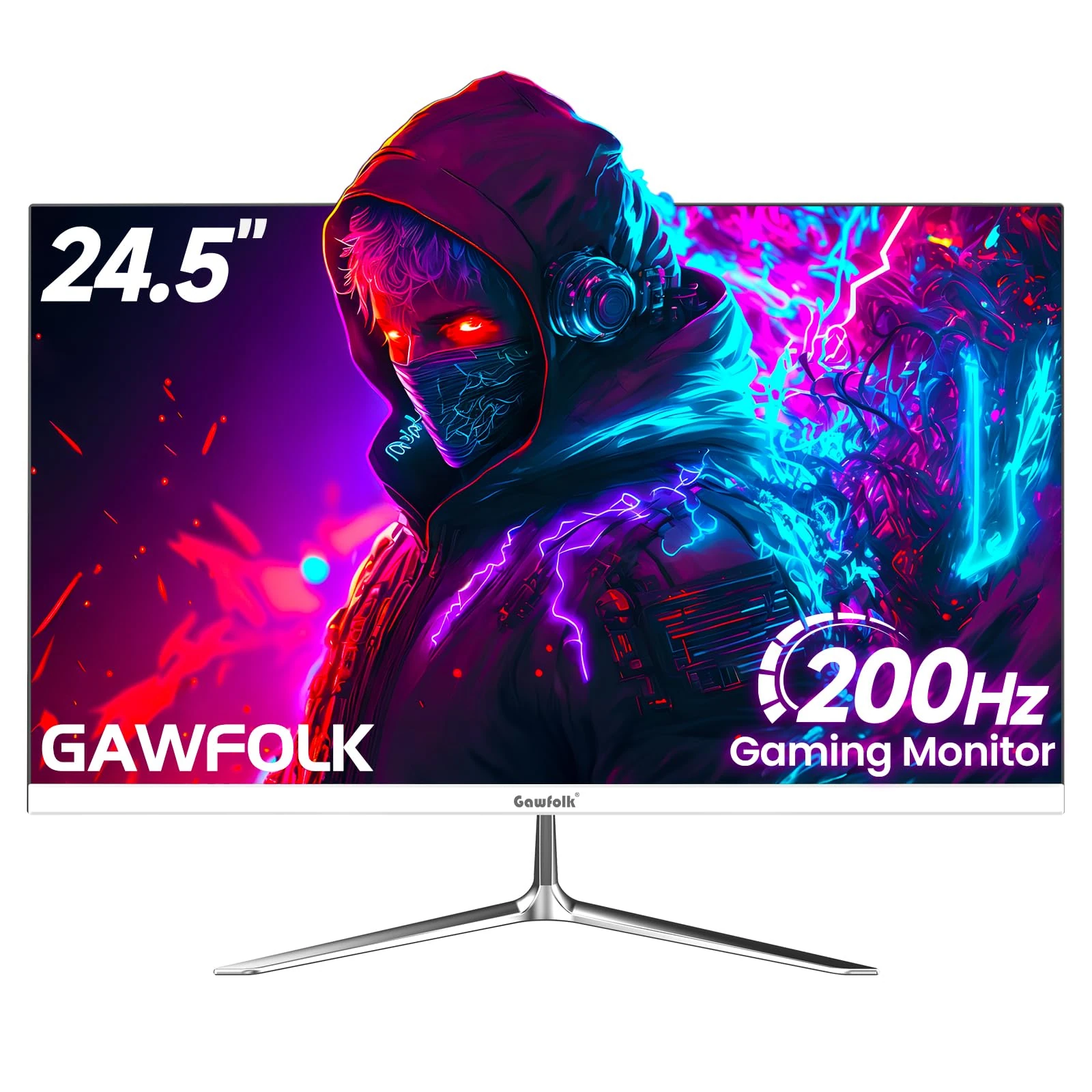 Gawfolk 24 Inch Gaming Monitor, 200hz Computer Monitor, FHD 1080P PC Monitors, 24.5" Frameless Monitors VA,sRGB 100%, DisplayPort, HDMI,Eye Care, Wall-Mounted 75 * 75mm Compatible
