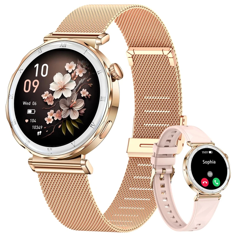 CIVO Smart Watches for Women Rosegold: Step Counter Fitness Activity Tracker - Bluetooth Ladies Smartwatch with Phone Function for Android iOS
