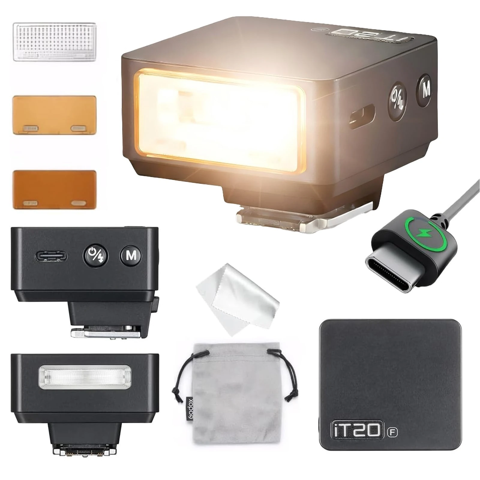 GODOX IT20 F TTL Mini Flash, IT20F Camera Flash with Spreader and Color Filter, Compatible with Fujifilm X100VI XT5 XM5 XT30 II XT50 XS20 XS10 X-E4 X-T4 X-T3 GFX50R