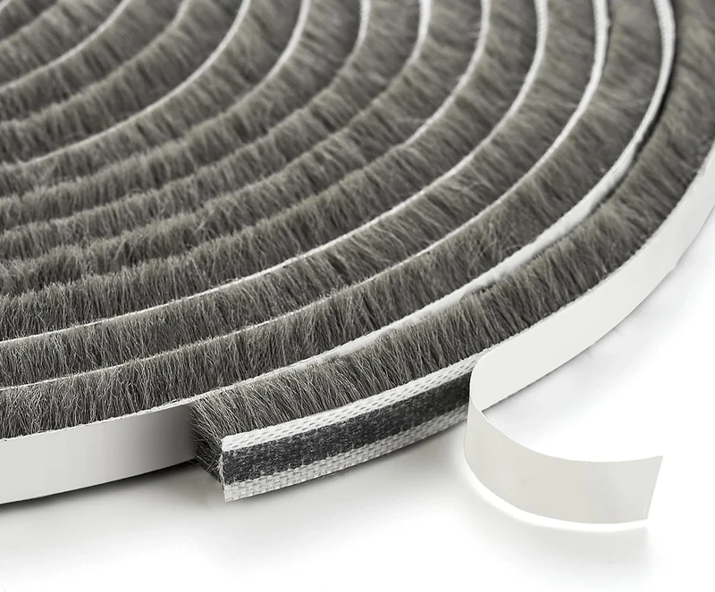 10 Meter Draft Excluder Tape for Door Windows, Brush Weather Stripping 9 mm(W) x 23mm(T), Self-Adhesive Windows Seal Strip Air Stopper for Sliding/External Doors, Gray