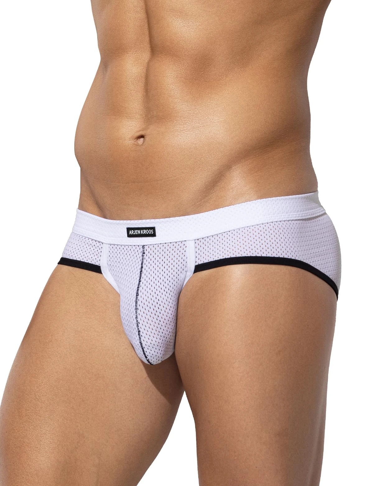 Casey Kevin Men's Mesh Briefs Underwear Breathable Sexy Pouch Underpants Low Rise Pants with Silky Touch Slips.XL