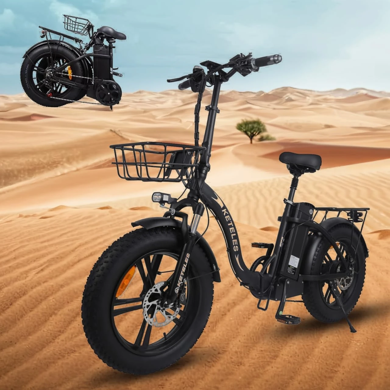 250W Folding Electric Bike 20''X4" Fat Tire Electric Bikes for Adults Foldable electric bicycle 48V 35AH Removable Battery 25KM/H,43-62Miles Range 7-Speed, LCD Display,Dual Suspension Black Ebike