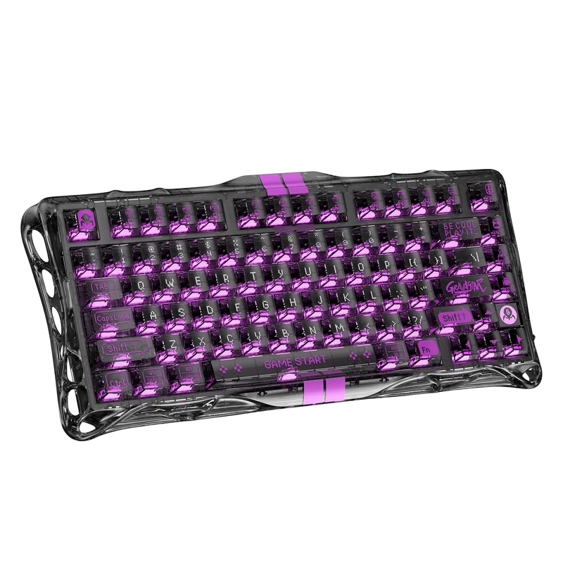 GravaStar Mercury V75 Series Hall Effect Gaming Keyboard with Only Wired, 75% Layout Gaming Keyboard with Magnetic Switches, Hot Swappable, 8000 Hz Polling, Dual Zone RGB (Transparent Black)