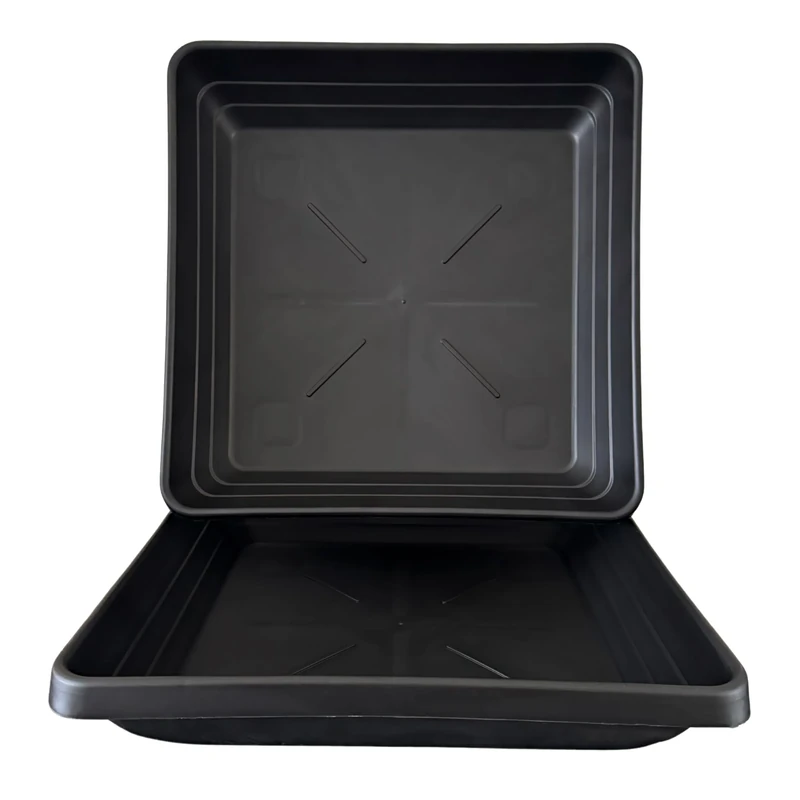 Deep Square Plant Saucers – Extra Thick & Durable Drip Trays | Heavy-Duty Plastic for Indoor & Outdoor Pots | Leak-Proof, Stackable, Reusable Design | Multiple Sizes for Square Planters (1, Deep 32CM)