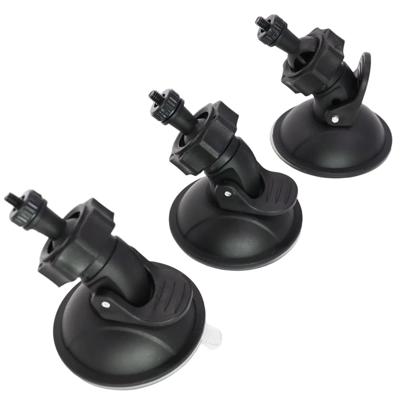 kwinfei 3PCS Black Dash Cam Mount Bracket for Cameras, Suction Cup Mounts with Strong Suction Power, 360° Rotating Ball Joint, Easy to Install and Remove with Dual Screw Sizes