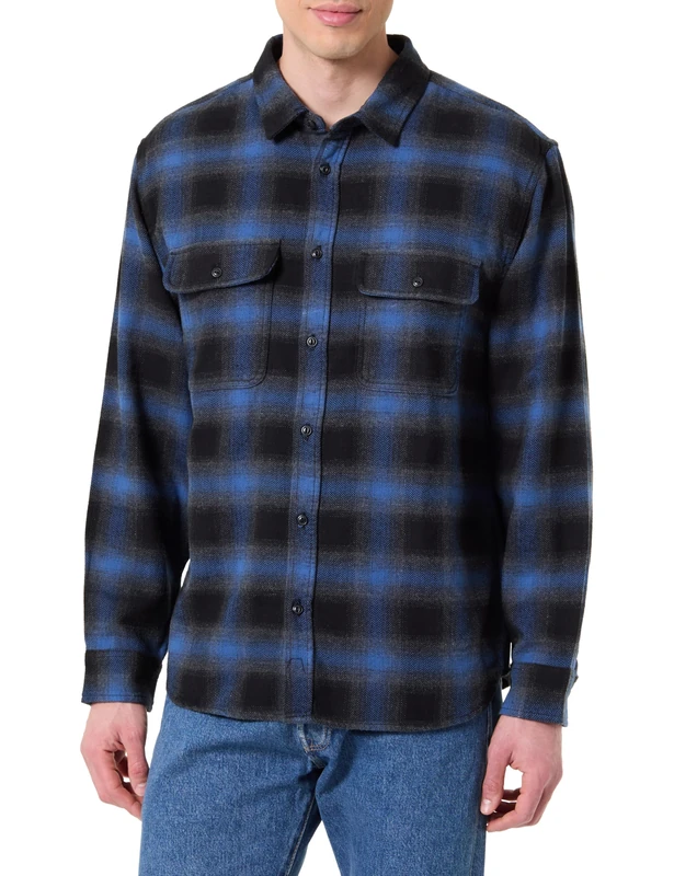 Vans Lawson Plaid Flannel Shirt, Black/True Navy, L