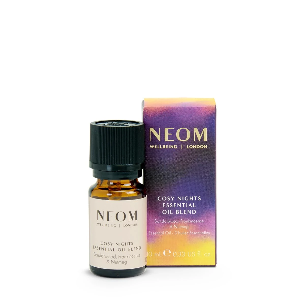 NEOM Cosy Nights Essential Oil Blend, 10ml I Sandalwood, Frankincense and Nutmeg I 100% Natural Fragrance I Expertly Blended