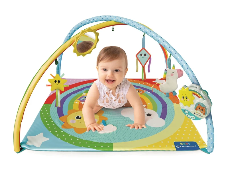 Clementoni For You Projector Baby Gym | 2-in-1 Sensory Activity Centre with Music, Lights and Star Projection | Day and Night Modes for Newborns and Up