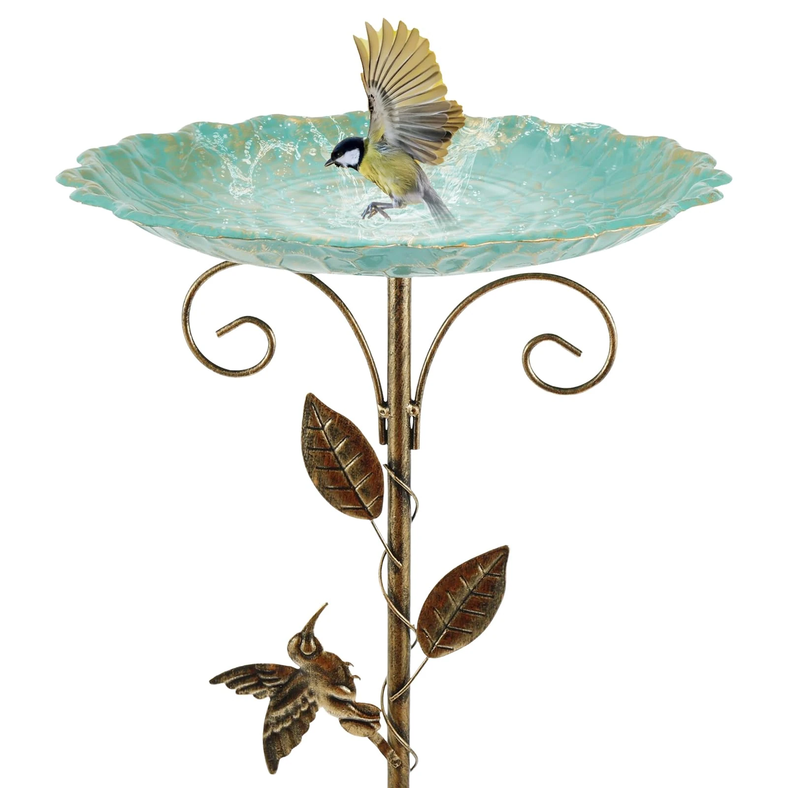 30In Metal Bird Bath for Garden, Vintage Freestanding Birdbaths & Supports with 5 Prongs Base, Detachable Decoration Bird Baths Feeder Bowl, Spa Birdfeeder for Outdoor Patio Yard Lawn Decor