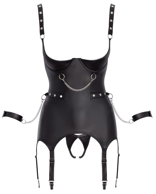 Cottelli Bondage Women Suspender Shirt Set Black L