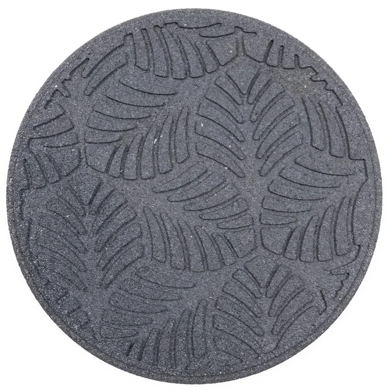 Nicoman GEO LEAF Decorative Garden Stepping Stone, Tropical Leaf Pattern, 46 cm Round (Grey, Pack of 4) - Image 1