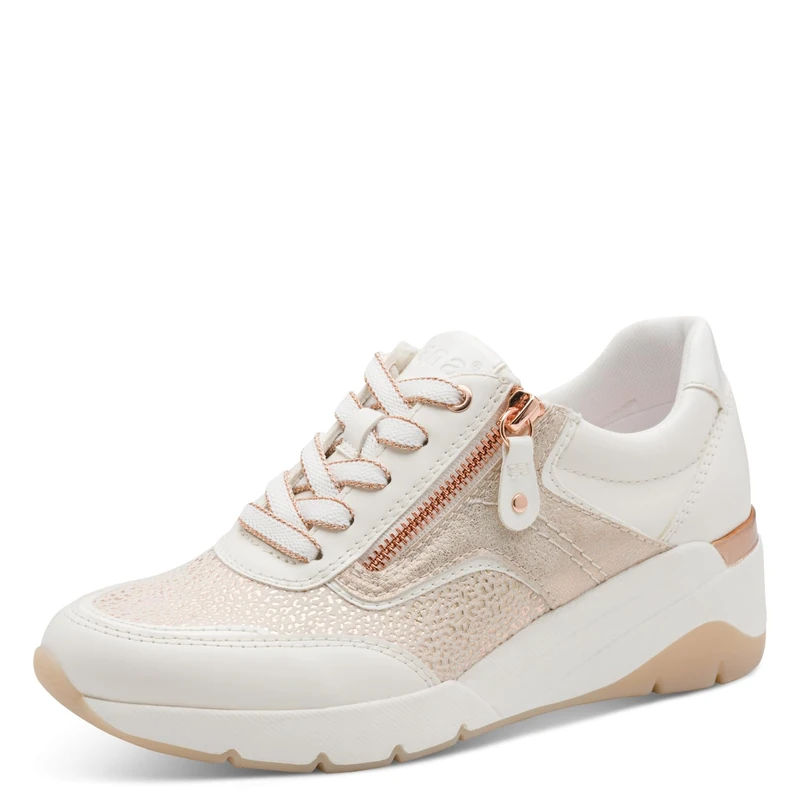 Jana Women's Low Vegan 8-23768-46 Trainers, White/Rose Gold, 37 EU