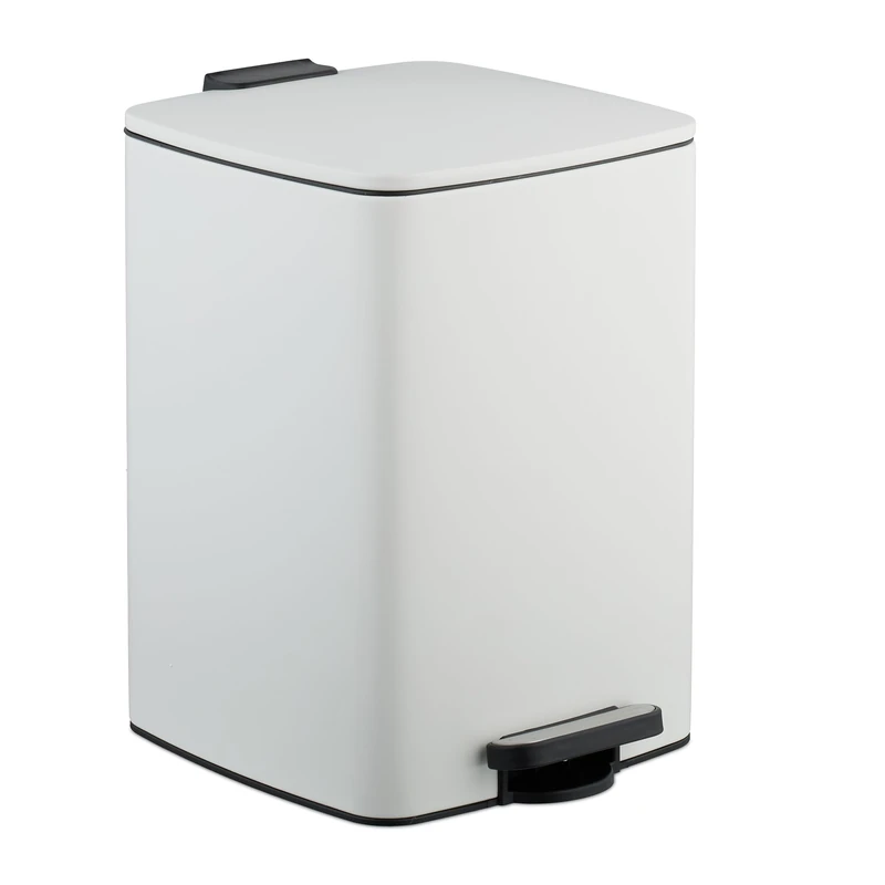 Relaxdays Kitchen Pedal Bin, 20 Litres, Removable Inner Bucket, with Rubbish Bag Liners, Waste Disposal, Iron, White