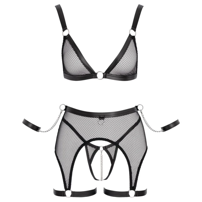 Cottelli Bondage Women Suspender Set Black XL