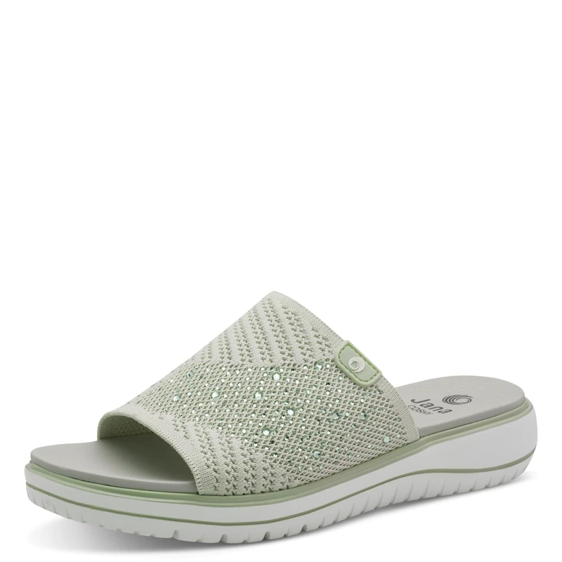 Jana Women's COSHY Mule Flat 8-27264-46 Flat Sandals, LT Sage, 39 EU