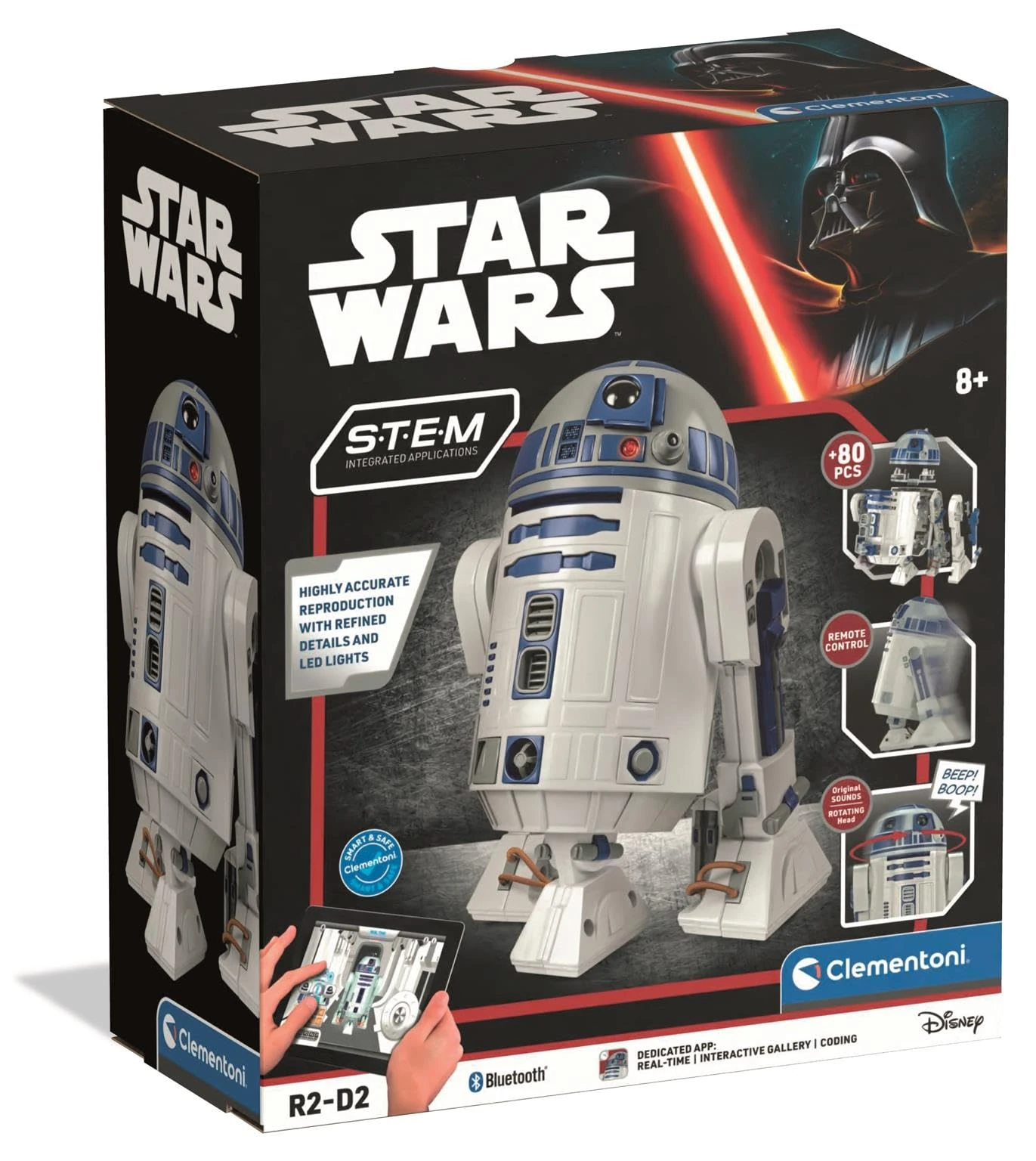 Clementoni R2-D2 Robot – Star Wars Inspired Buildable Robot with LED Lights, Sounds, and Coding App for Kids 8+
