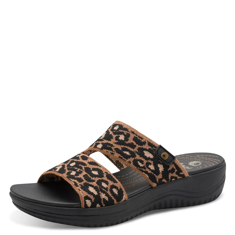Jana Women's COSHY Wedge/Plat Mule 8-27270-43 Sandals with Heel, Leopard, 37 EU