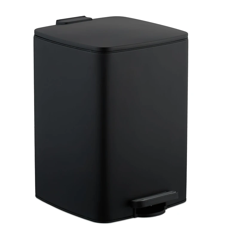 Relaxdays Kitchen Pedal Bin, 20 litres, Removable Inner Bucket, with Rubbish Bag Liners, Waste Disposal, Iron, Black, 70% 30% Plastic