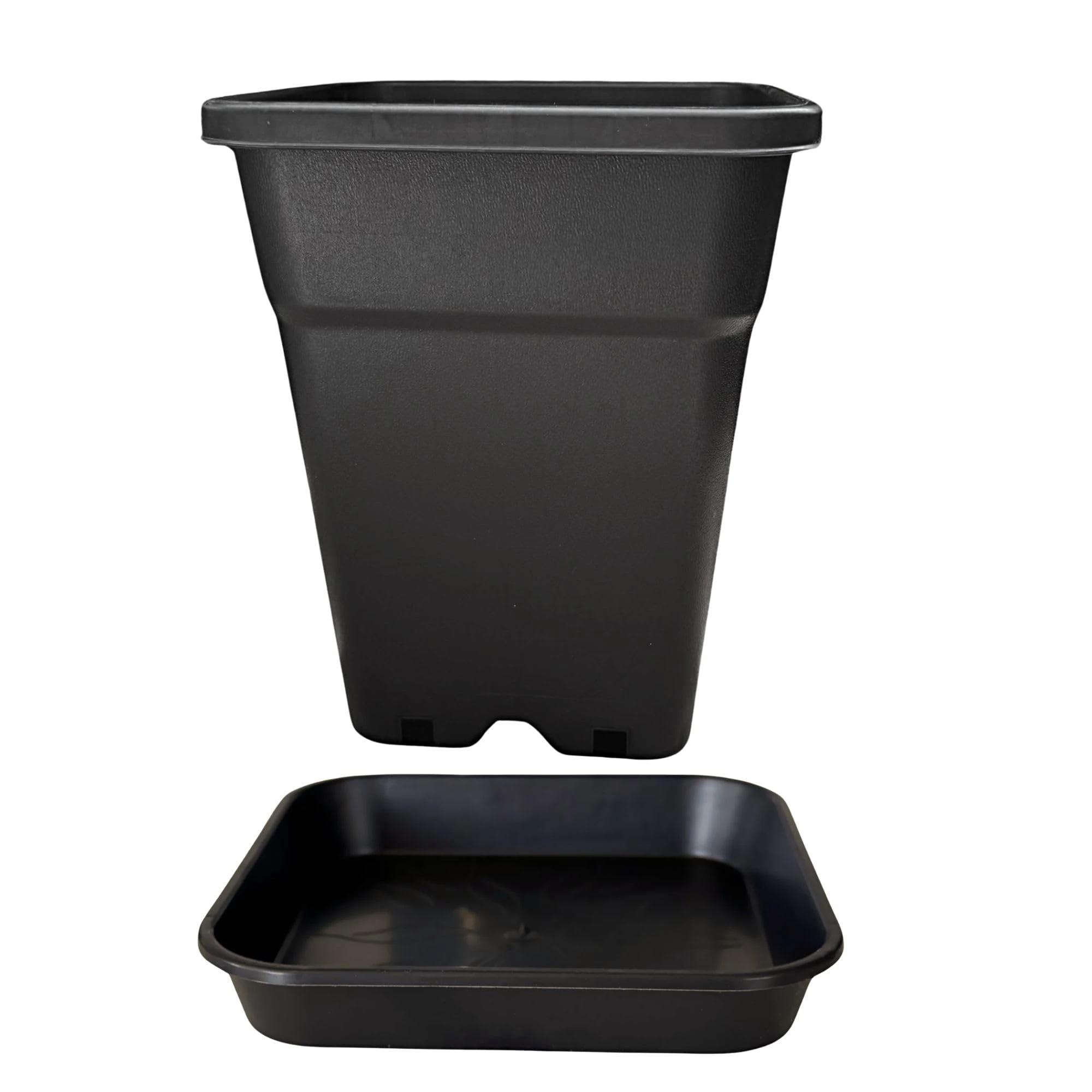 Square Pot & Saucer Set – Durable Plastic Pots with Matching Square Drip Tray | Indoor & Outdoor Use | Multiple Sizes (2L to 25L) | Reusable, Leak-Resistant, Stackable, UV-Resistant (1, 3.5L + 14CM)