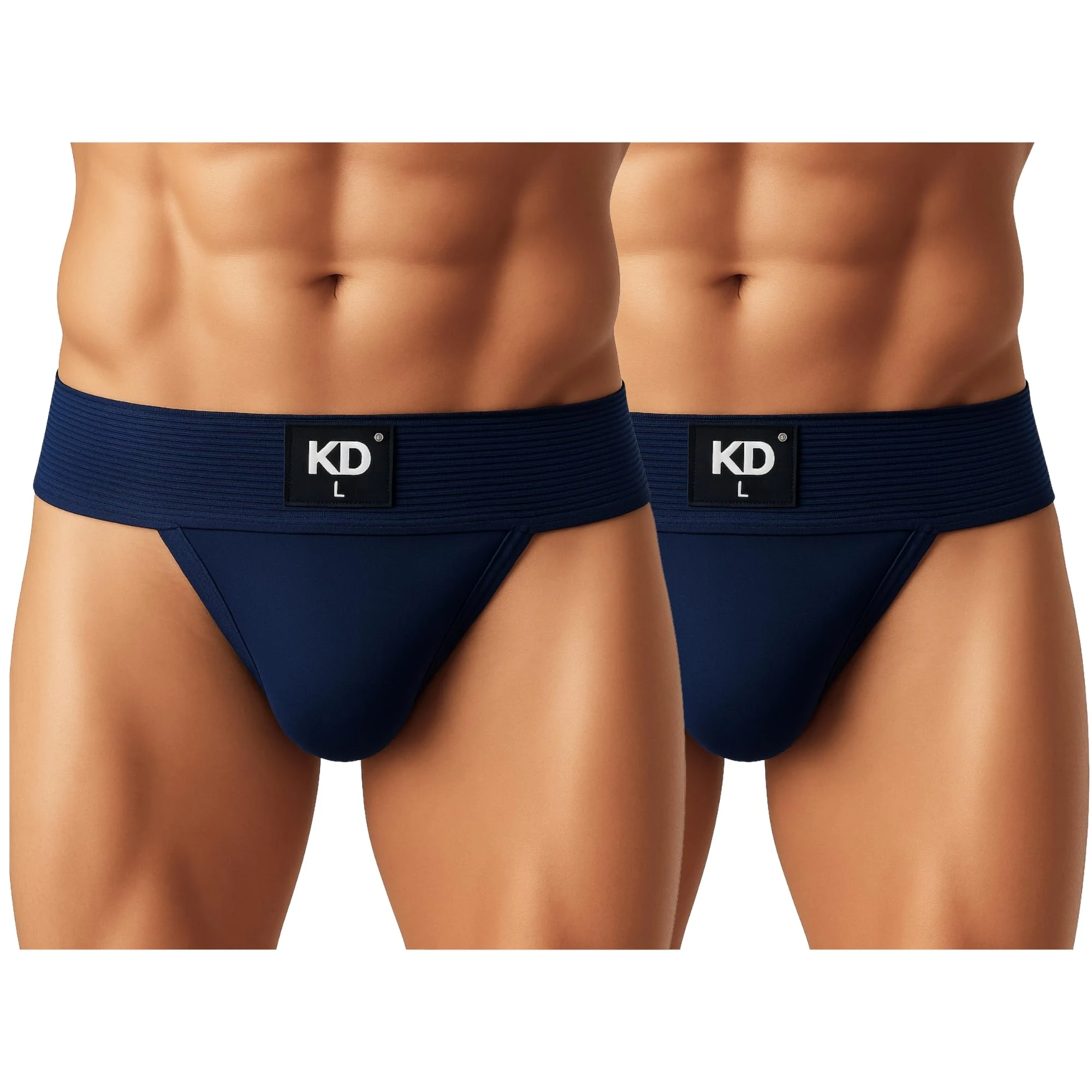 KD Willmax Men’s Regent Gym Jockstrap Cotton Supporter | Soft Waistband | Full Back Coverage | Sports Fit (UK, Alpha, XXL, Regular, Regular, Navy Blue - Pack of 2)