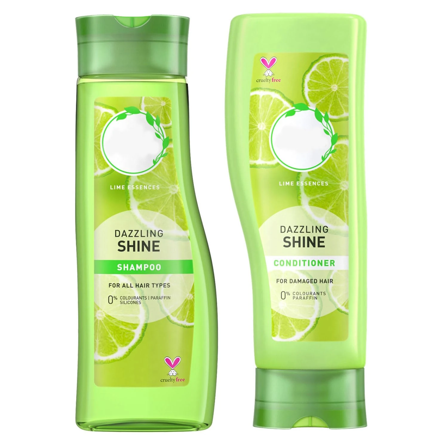 Herbal Essence Dazzling Shine Shampoo & Conditioner Bundle (2 x 400 ml) – Shine-Enhancing Hair Care for Dull or Damaged Hair – Silicone-Free, Cruelty-Free Formula with Natural Lime Essence