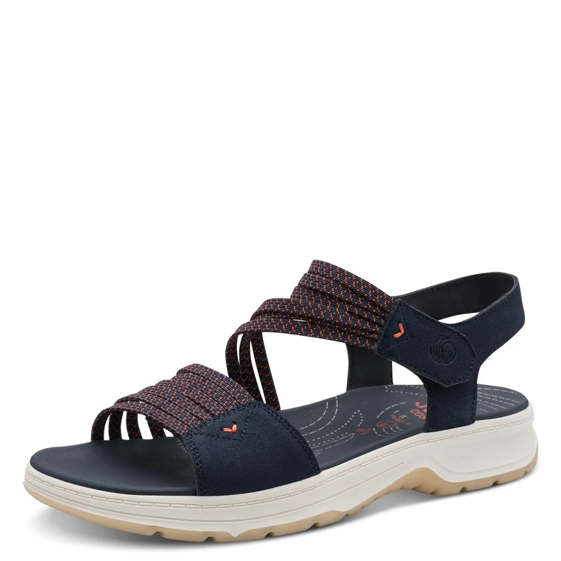 Jana Women's Coshy Sandal Flat 8-28661-46, Navy Orange, 4 UK