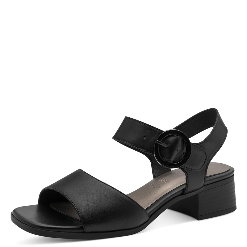 Jana Women's Softline Leather Heel 8-28705-46 Sandals with Heel, Black, 38 EU