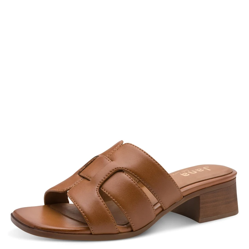 Jana Women's Softline Leather Mule Heel 8-27766-46 Sandals with Heel, Cognac, 38 EU