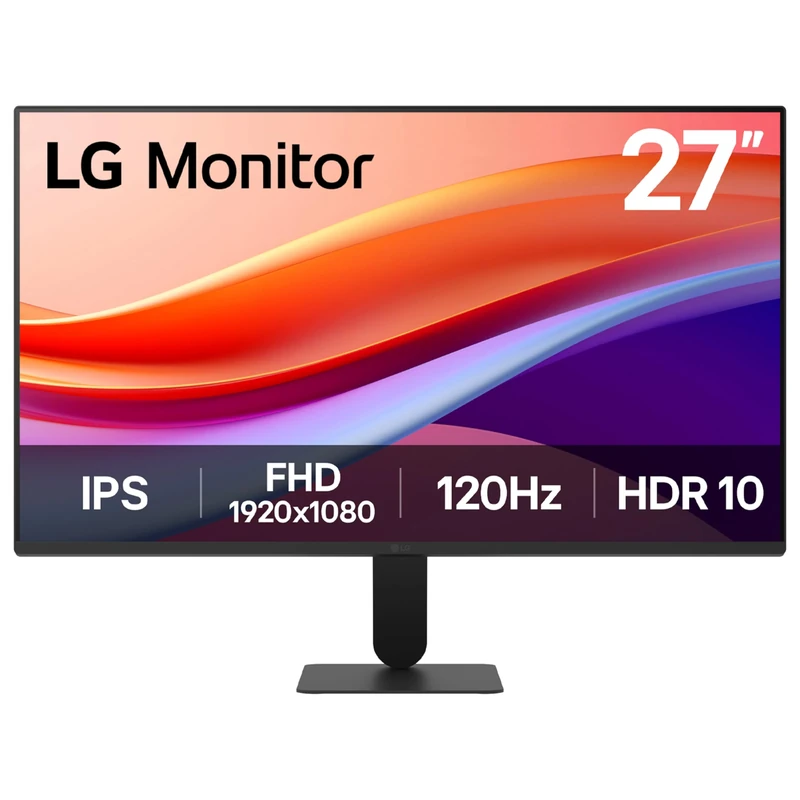 LG MONITOR 27U411A-B - FHD 1080p IPS 27 inch, 120 Hz, 5ms GtG, Computer desktop display with VRR, HDR10, Smart Energy Saving, Anti-Glare, D-Sub, HDMI, Matte Black
