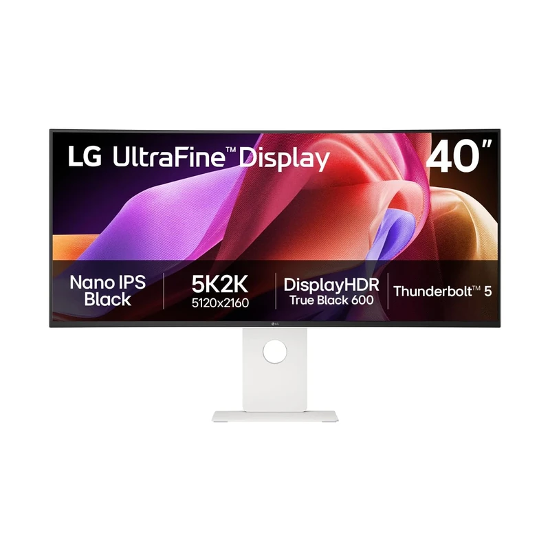LG UltraFine Monitor 40U990A - Curved UltraWide 5K2K (5120 x 2160p) Nano IPS Black 40 Inch, 120Hz, 5ms, DCI-P3 99%, HDR 600, FreeSync Premium, Speakers, Thunderbolt 5, HDMI 2.1, DP2.1, White