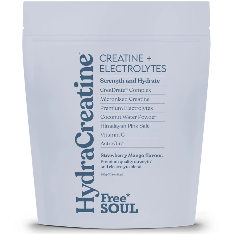 HydraCreatine™ Creatine Monohydrate & Electrolytes Powder | Hydrate, Performance & Strength All in 1 with Magnesium, Vitamin C, Biotin & Coconut Water | Strawberry Mango Flavoured | Free Soul